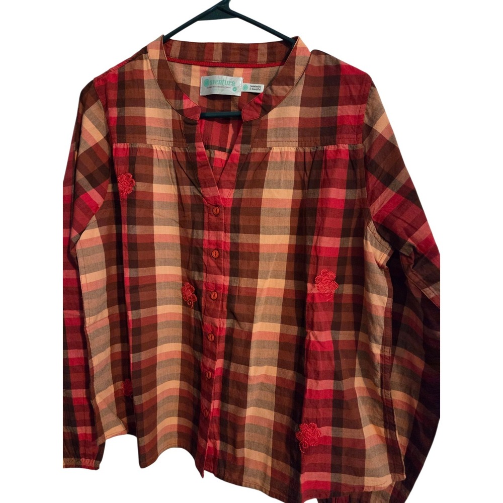 Aventura Clothing Collared Shirt Autumn Colors‎ Organic Cotton NWOT Size M